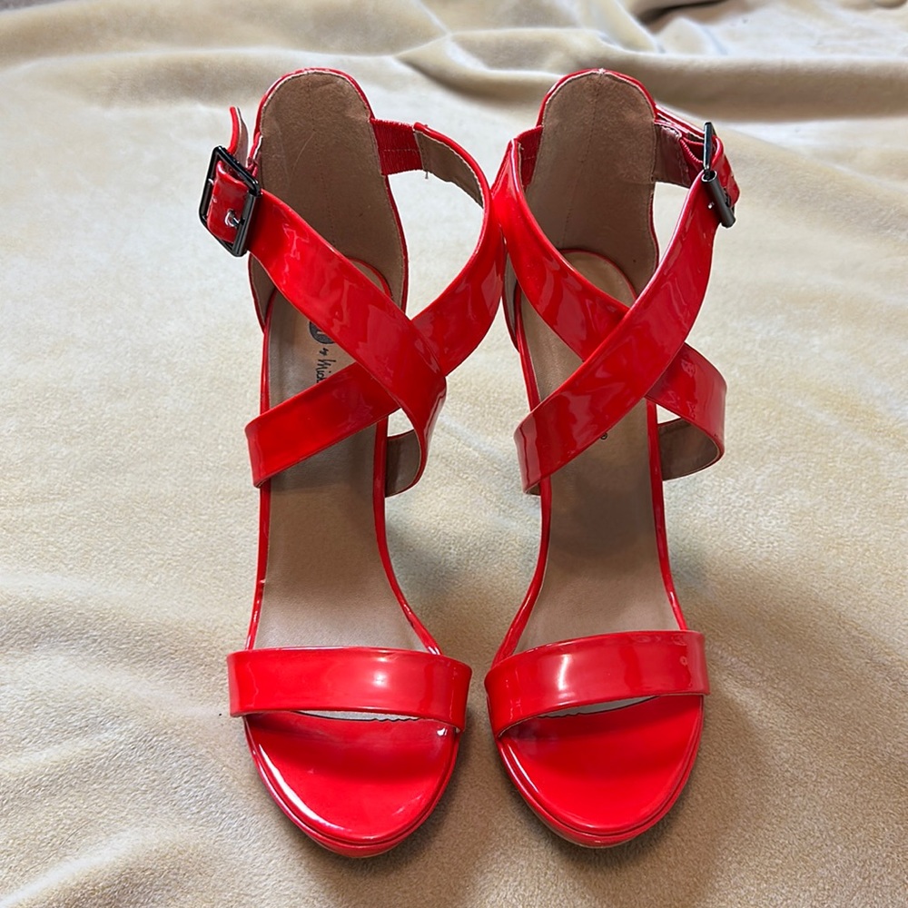 Michael Antonio Red Patent Crisscross Heels